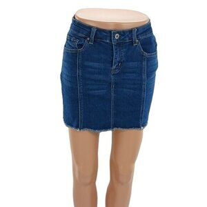 Sky & Sparrow Womens Denim Mini Skirt Raw Hem Stretch Casual Blue Size 1